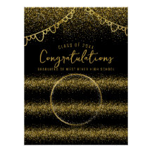 Gold Glitter Graduation Celebration Backdrop