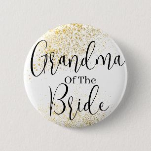 Gold Glitter grandma of bride wedding  Button