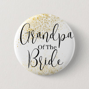Gold Glitter grandpa of bride wedding  Button