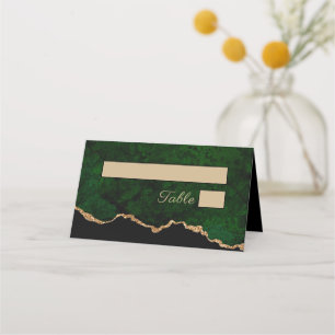 Gold Glitter Green Agate Wedding Place Card
