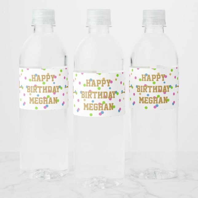 Gold Glitter Gymnast Gymnastics Birthday Water Bottle Label (Bottles)