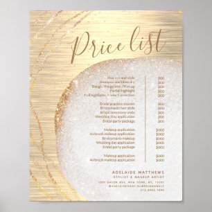 Gold Glitter Hair Stylist Salon Price List Menu Poster