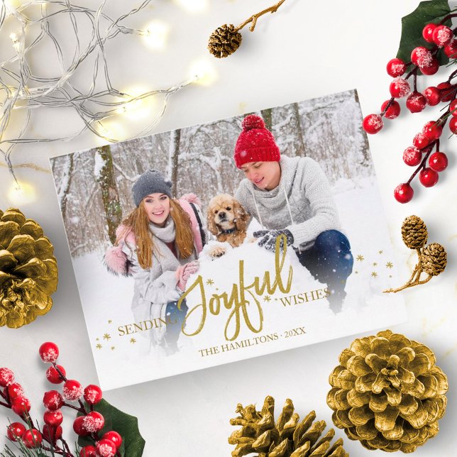 Gold Glitter Handwritten Photo Christmas Holidays Postcard (Creator Uploaded)