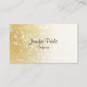 Gold Glitter Handwritten Script Elegant Modern Business Card