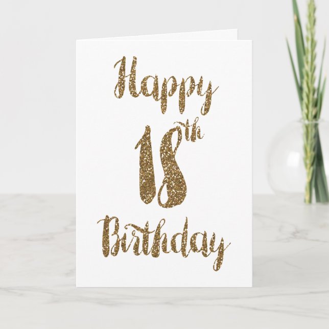 Gold Glitter Happy 18th Birthday Card (Front)