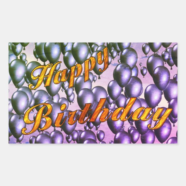 Gold Glitter Happy Birthday Rectangular Sticker (Front)