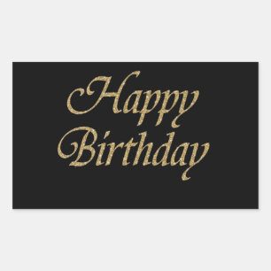 Gold Glitter Happy Birthday Rectangular Sticker