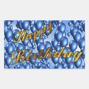 Gold Glitter Happy Birthday Rectangular Sticker