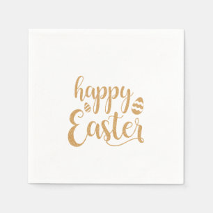 Gold Glitter Happy Easter Egg  Napkin