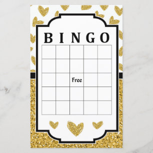 Gold glitter heart bingo game