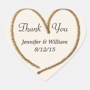 Gold Glitter Heart Custom Wedding Favour Sticker
