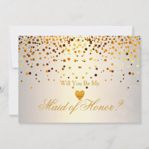 Gold Glitter Heart Faux maid of honour Invitation