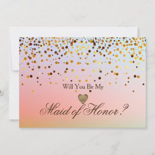 Gold Glitter Heart Faux maid of honour Invitation