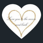 Gold Glitter Heart Love Heart Sticker<br><div class="desc">Heart of Gold Glitter (image of glitter) personalised wedding or any occasion</div>
