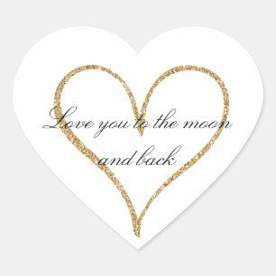 Gold Glitter Heart Love Heart Sticker