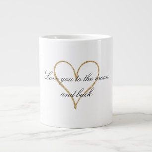 Gold Glitter Heart Love Large Coffee Mug