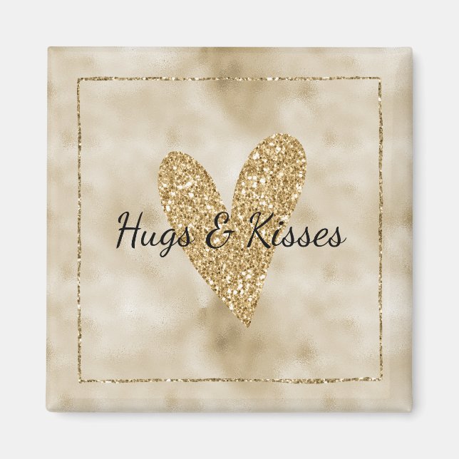 Gold Glitter Heart Magnet (Front)