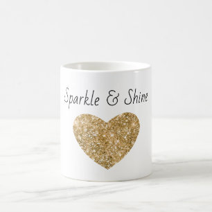 Gold Glitter Heart Sparkle & Shine Coffee Mug