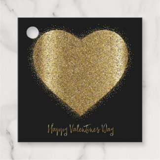 Gold Glitter Heart Valentine's Day Gift favour Tag