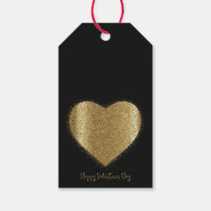 Gold Glitter Heart Valentine's Day Gift Tag