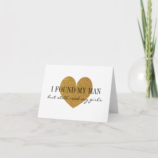 Gold glitter heart Will you be my bridesmaid cards (Front)