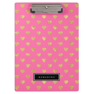 Gold glitter hearts clipboard