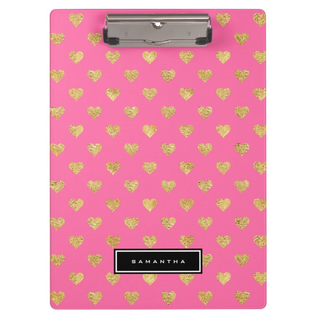Gold glitter hearts clipboard (Front)