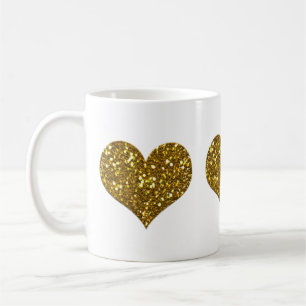 Gold Glitter Hearts Coffee Mug