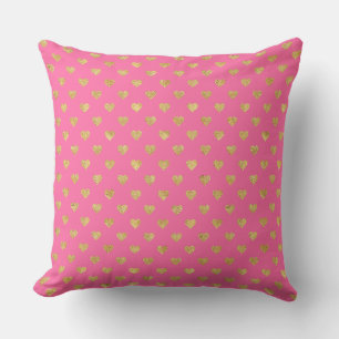 Gold glitter hearts cushion