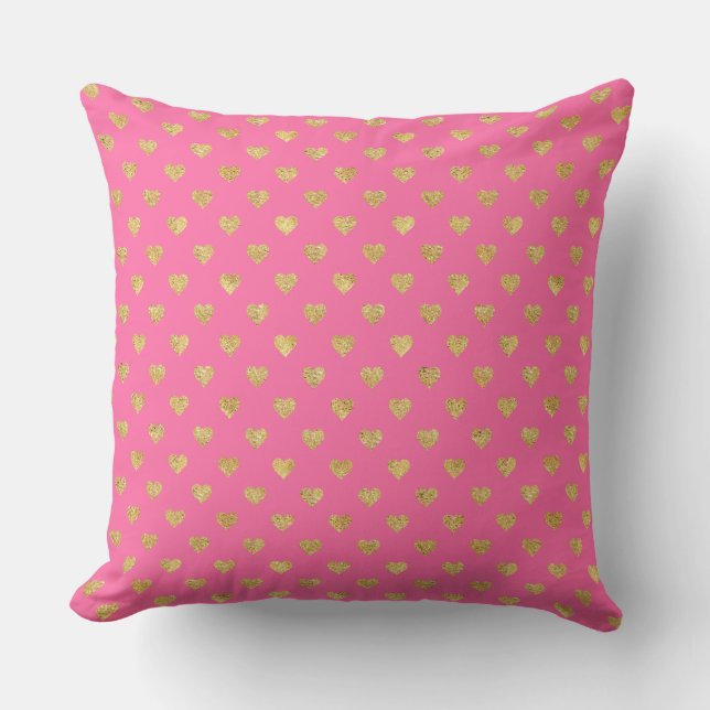Gold glitter hearts cushion (Front)