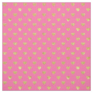 Gold glitter hearts fabric
