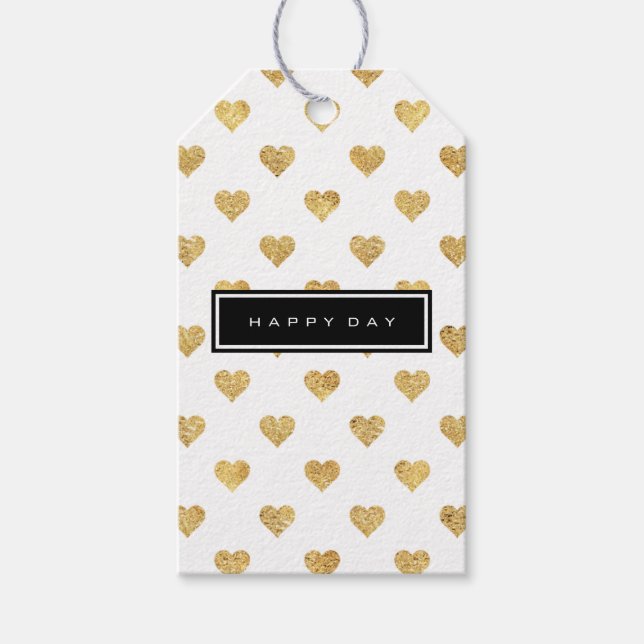 Gold glitter hearts gift tags (Front)
