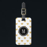 Gold glitter hearts luggage tag<br><div class="desc">CUSTOMIZATION ♡ Add your name, monogram, message, etc. ♡ Use your favourite fonts. ♡ Add custom colours. PLEASE NOTE ♡ Colours displayed online may vary slightly from the actual product. ♡ This design has elements that are designed to look metallic gold, but no metallic ink or foil will be printed...</div>