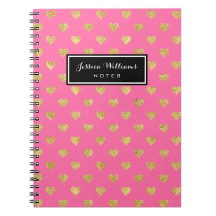 Gold glitter hearts notebook