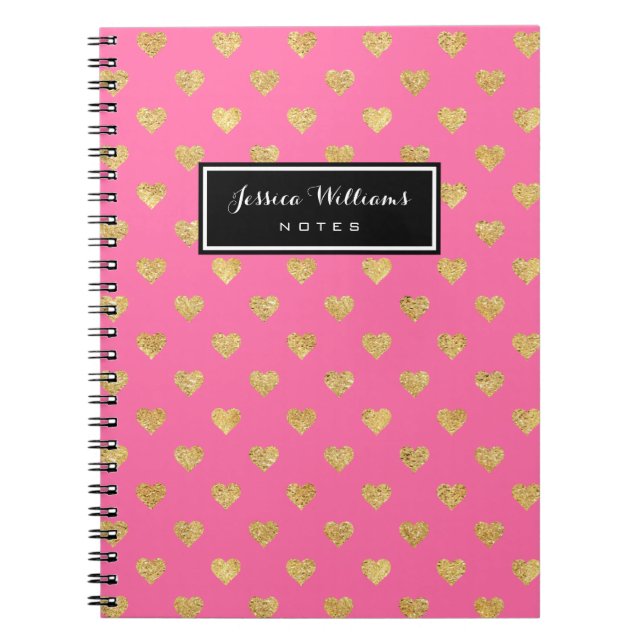 Gold glitter hearts notebook (Front)