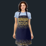 Gold Glitter Hebrew Hanukkah Light up Night Apron<br><div class="desc">Our Hebrew Hanukkah Light up The Night Gold/Navy Glitter Apron will make the Kitchen Staff smile! Faux Gold glitter on navy background is the perfect backdrop for this festive Hanukkah message. Includes the Hebrew word "CHANUKAH" . You can Make this apron your own with your name or message at the...</div>