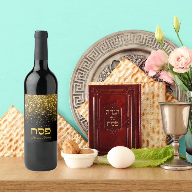 Gold Glitter Hebrew Passover Wine Label (Creator Uploaded)