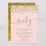 Gold Glitter Hello 60 Sixtieth Birthday Invitation<br><div class="desc">White and a sparkle of faux gold glitter are the perfect way to invite friends and family to your birthday celebration.</div>