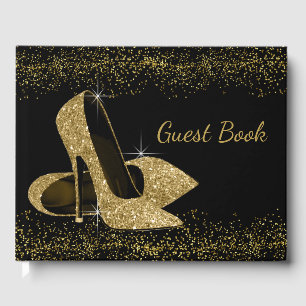 Gold Glitter High Heel Shoe Guest Book