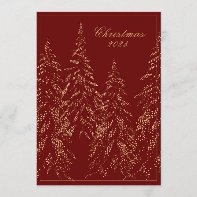 Gold Glitter Holiday Trees Elegant Christmas Card (Front)