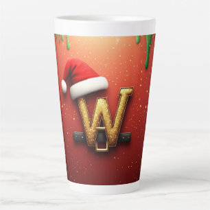 Gold Glitter Holiday W For Winter Names Latte Mug
