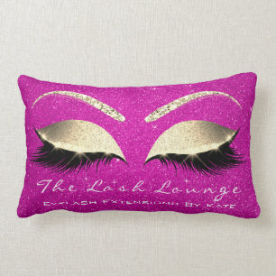 Gold Glitter Hot Pink Makeup Eyes Lashes Beauty Lumbar Cushion