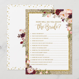Gold Glitter How Well You Know Bride Game Card
