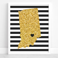 Gold Glitter Indiana State Black and White Stripes