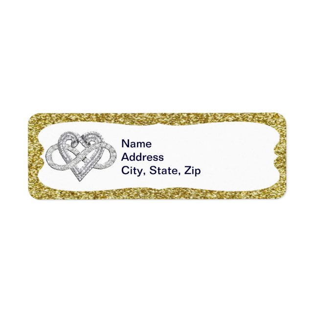 Gold Glitter Infinity Heart Address Labels (Front)