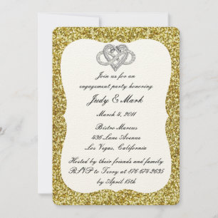 Gold Glitter Infinity Heart Engagement Party Invitation