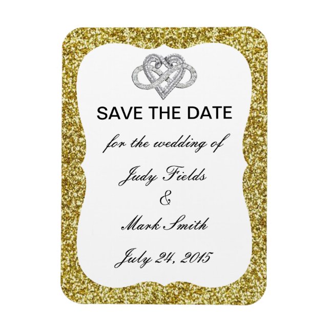 Gold Glitter Infinity Heart Save The Date Magnet (Vertical)