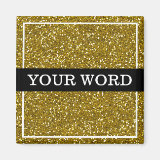 Gold Glitter Inspirational One Word Magnet
