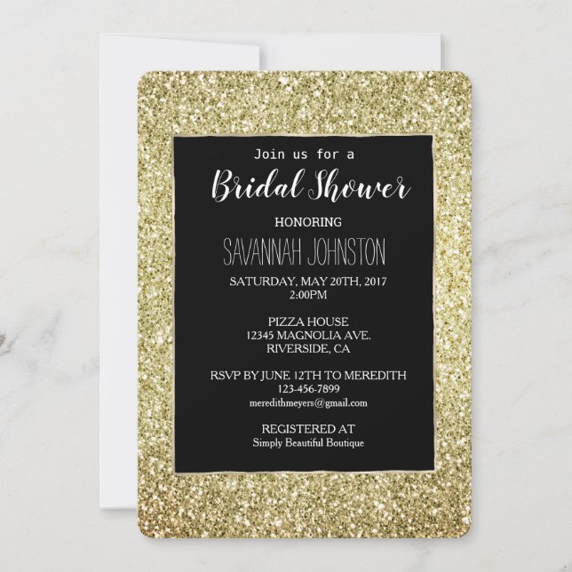 Gold Glitter Invitation (Front)