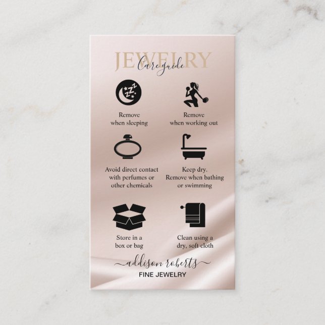 Gold glitter Jewellery Care  Business Card (Front)